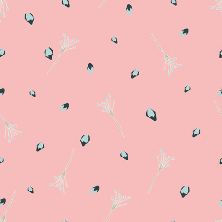 Blossoming multi layer flowers seamless pattern on pink background. Vector illustration. Great for clothing, home decoration, accessories, stationary and surface patterns.のイラスト素材
