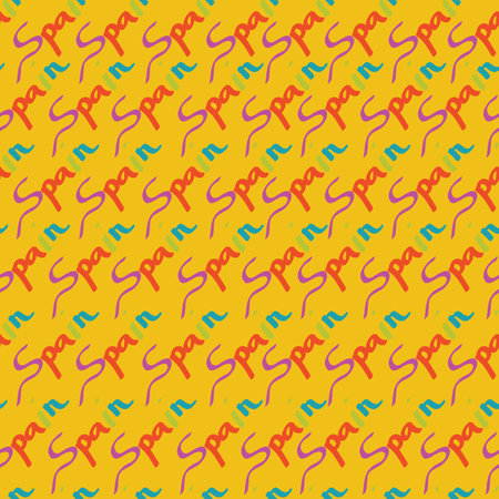 Destination Spain travels on yellow background. Illustration. Great for clothing, home decoration, accessories, stationary and childrens clothing.のイラスト素材