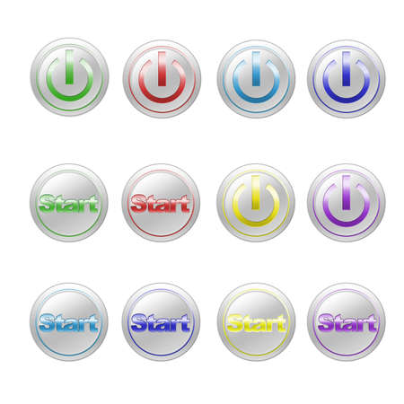 Many colorful power and start buttons