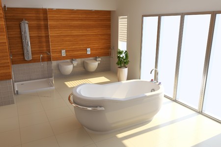 the bathroom with modern style.3d renderの写真素材