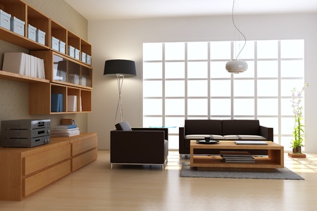 3d render interior of modern living roomの写真素材