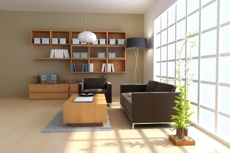 3d render interior of modern living roomの写真素材
