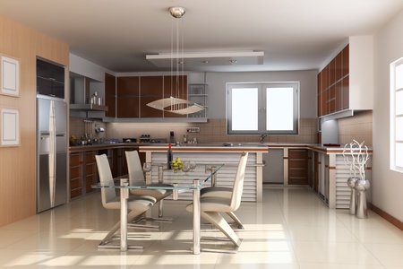 3d render interior of modern dining roomの写真素材