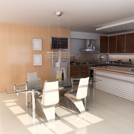 3d render interior of modern dining roomの写真素材