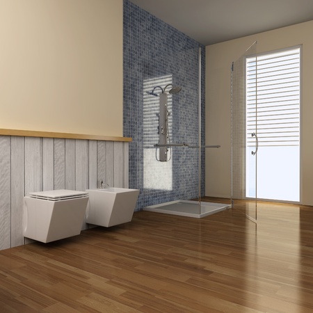 3d render interior of modern bathroomの写真素材