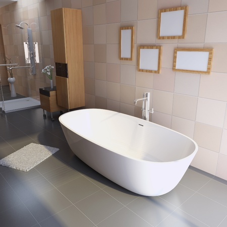 3d render interior of modern bathroomの写真素材