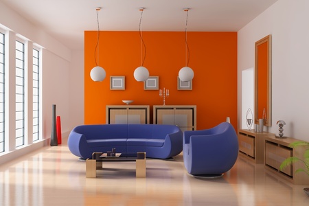 3d render interior of modern living roomの写真素材
