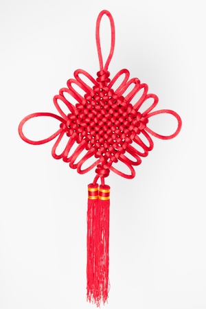chinese traditional ornament means good luck,good fortune.isolated on whiteの写真素材
