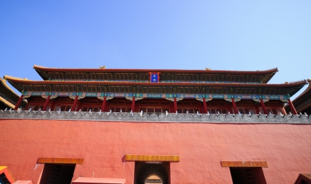 the Meridian Gate of the Forbidden City.the Forbidden City was built in 1420,it remain intact through the Ming and Qing dynasty.Both in Ming and Qing dynasty,the emperors lived in Forbidden City and managered this country.It is included in the UNESCO worlのeditorial素材