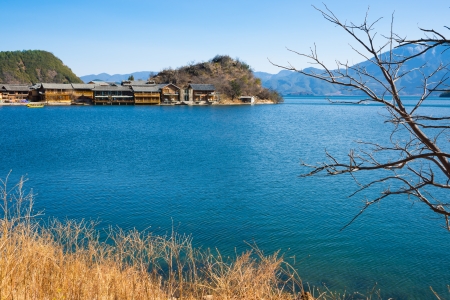 beautiful lugu lake in Yunnan,Chinaの写真素材