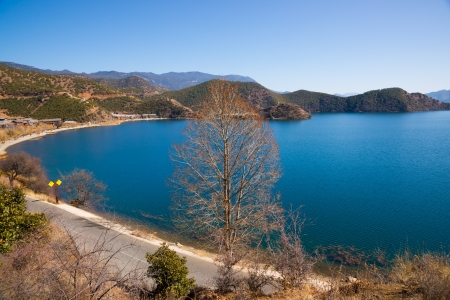 beautiful Lugu lake in Yunnan,Chinaの写真素材