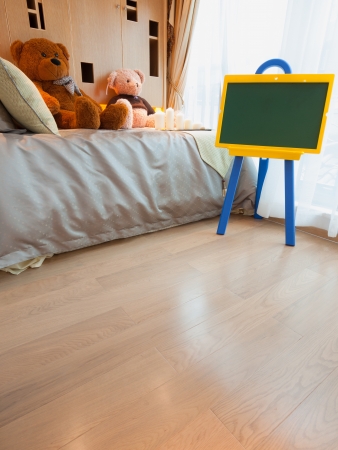 child's room with blackboard and toysの写真素材