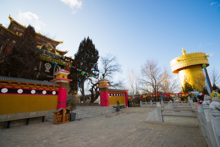 Shangri-La, China - February 6, 2012: the lamasery and prayer wheel in Dukezong ancient city in Shangri-La,China.There is a famous religion place.のeditorial素材
