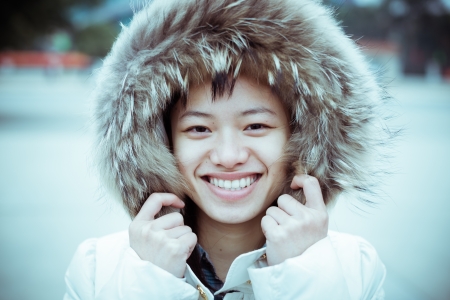 closeup a chinese girl portraitの写真素材