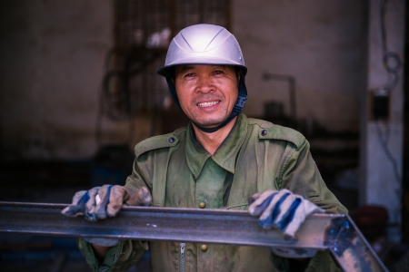 smiling Chinese worker portraitの写真素材
