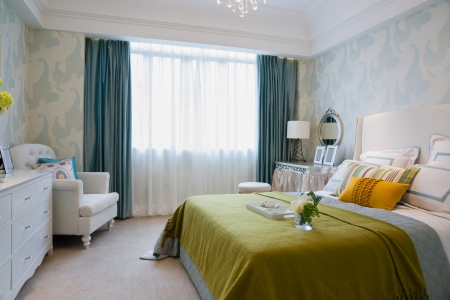 comfortable bedroom with nice decorationの写真素材