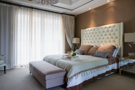 comfortable bedroom with nice decorationの写真素材