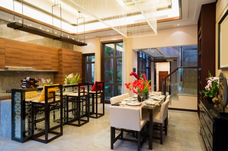 luxury dining room with nice decorationの写真素材