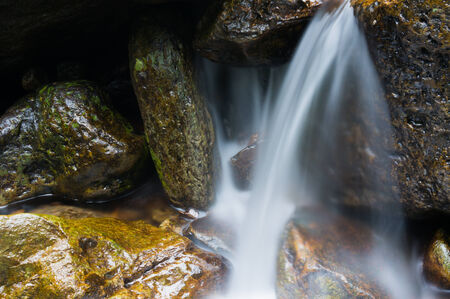 the mountain stream and waterfall