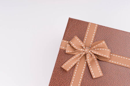 gift box with nice ribbon on white backgroundの写真素材