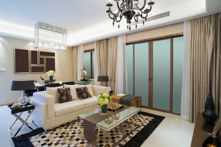modern living room with nice design and decorationの写真素材