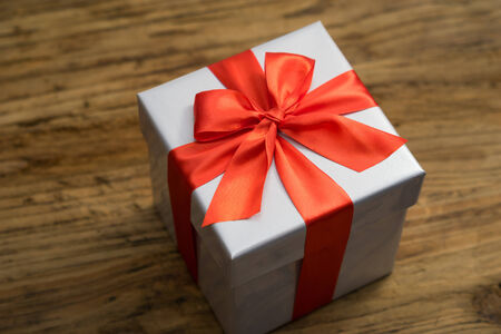 nice gift box on wood table