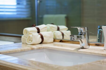 tap in the modern bathroomの写真素材