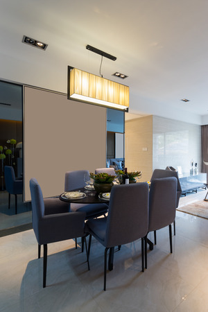 modern dining room with nice decorationの写真素材