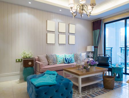 living room with nice decorationの写真素材