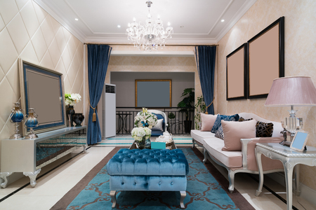 living room with nice decorationの写真素材