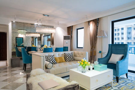 living room with nice decorationの写真素材