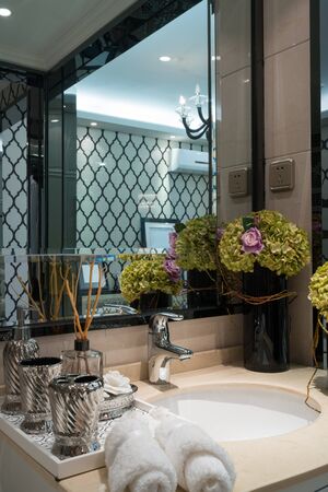 the hotel bathroom with luxury decorationの写真素材