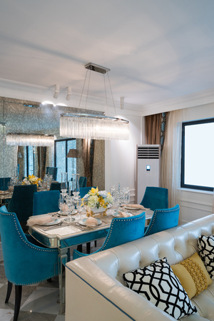 dining room with nice decorationの写真素材