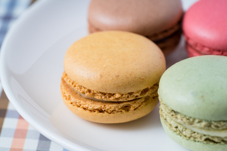 closeup macaron on a dishの写真素材