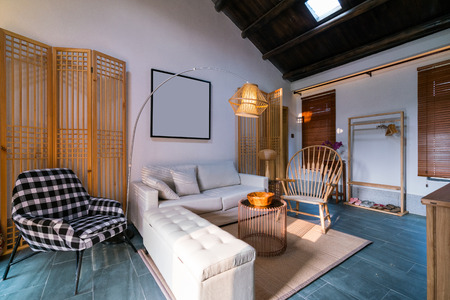 comfortable living room with nice decorationの写真素材