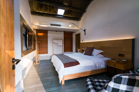 the bedroom with nice decorationの写真素材