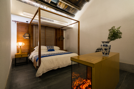 the bedroom with nice decorationの写真素材