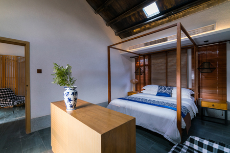 the bedroom with nice decorationの写真素材