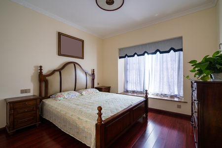 comfortable bedroom with nice decorationの写真素材