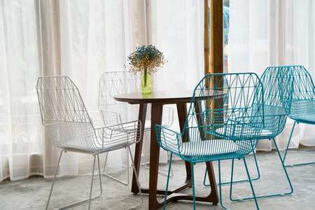nice restaurant with table and chairsの写真素材