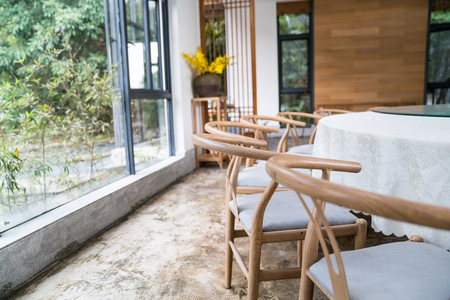 restaurant with chinese style furnitureの写真素材