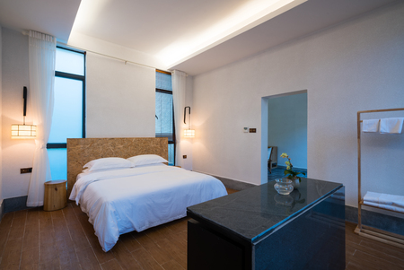nice hotel guest room with modern decorationの写真素材