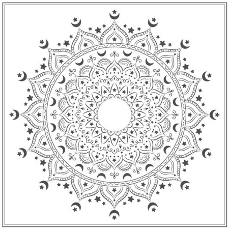 Islamic sketch mandala for coloring.のイラスト素材