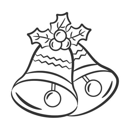 Christmas bell sketch drawing for coloringのイラスト素材
