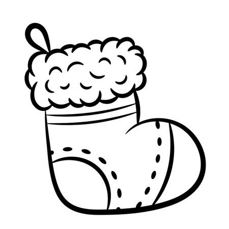 Christmas sock sketch for coloringのイラスト素材