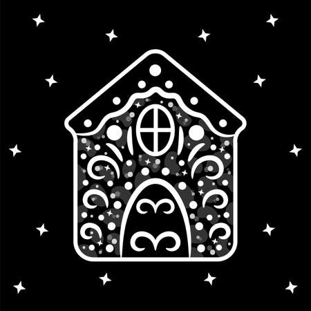 Christmas house sketch drawing for coloringのイラスト素材