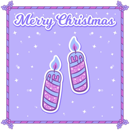 Christmas candles sticker with sparksのイラスト素材