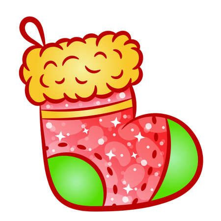 Christmas sock sticker drawingのイラスト素材