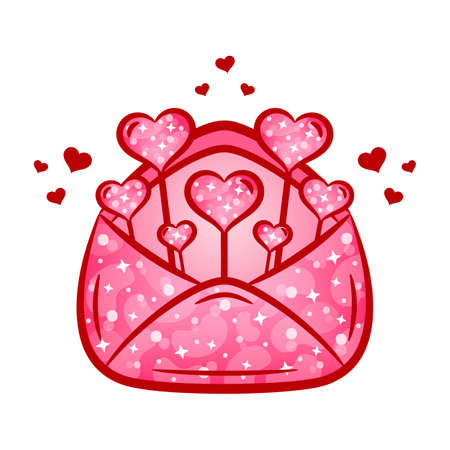 Valentine love envelope sticker drawingのイラスト素材