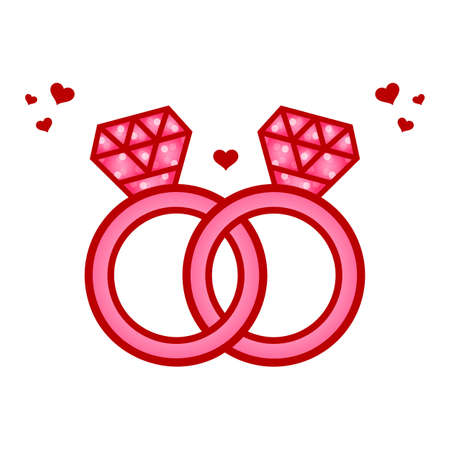 Valentine love rings sticker drawingのイラスト素材